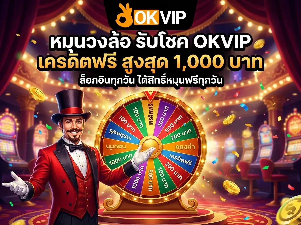 หมุนวงล้อ OKVIP168 เครดิตฟรี ล็อกอินรายวันลุ้นรางวัลใหญ่ทุกวัน